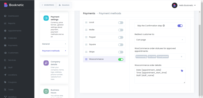 WooCommerce and Boooknetic Appointment Booking Plugin