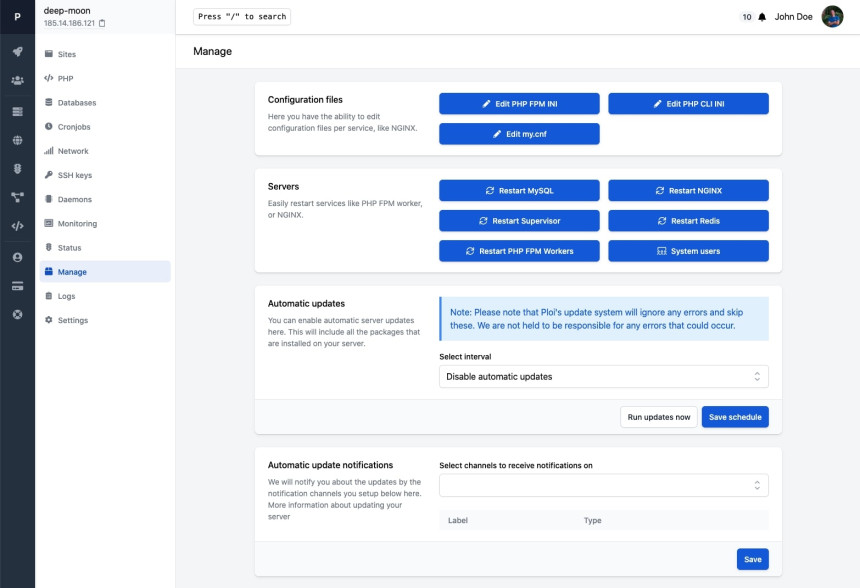 Ploi.io server update