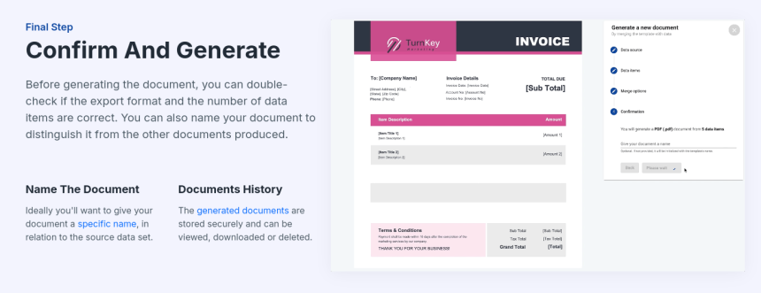 Confirm and generate